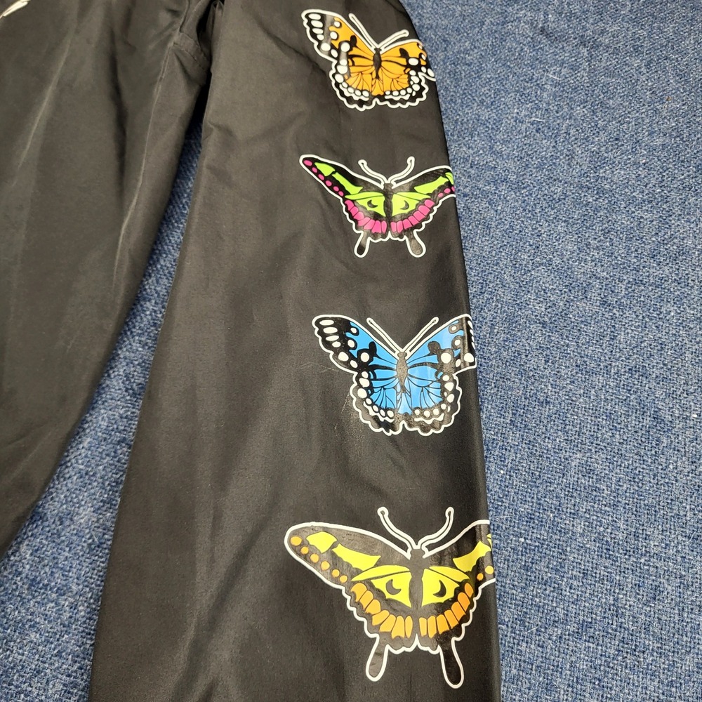 Empyre Mens Medium Black Butterfly Skeleton Hand Full Zip Hooded Windbreaker - Picture 3 of 12